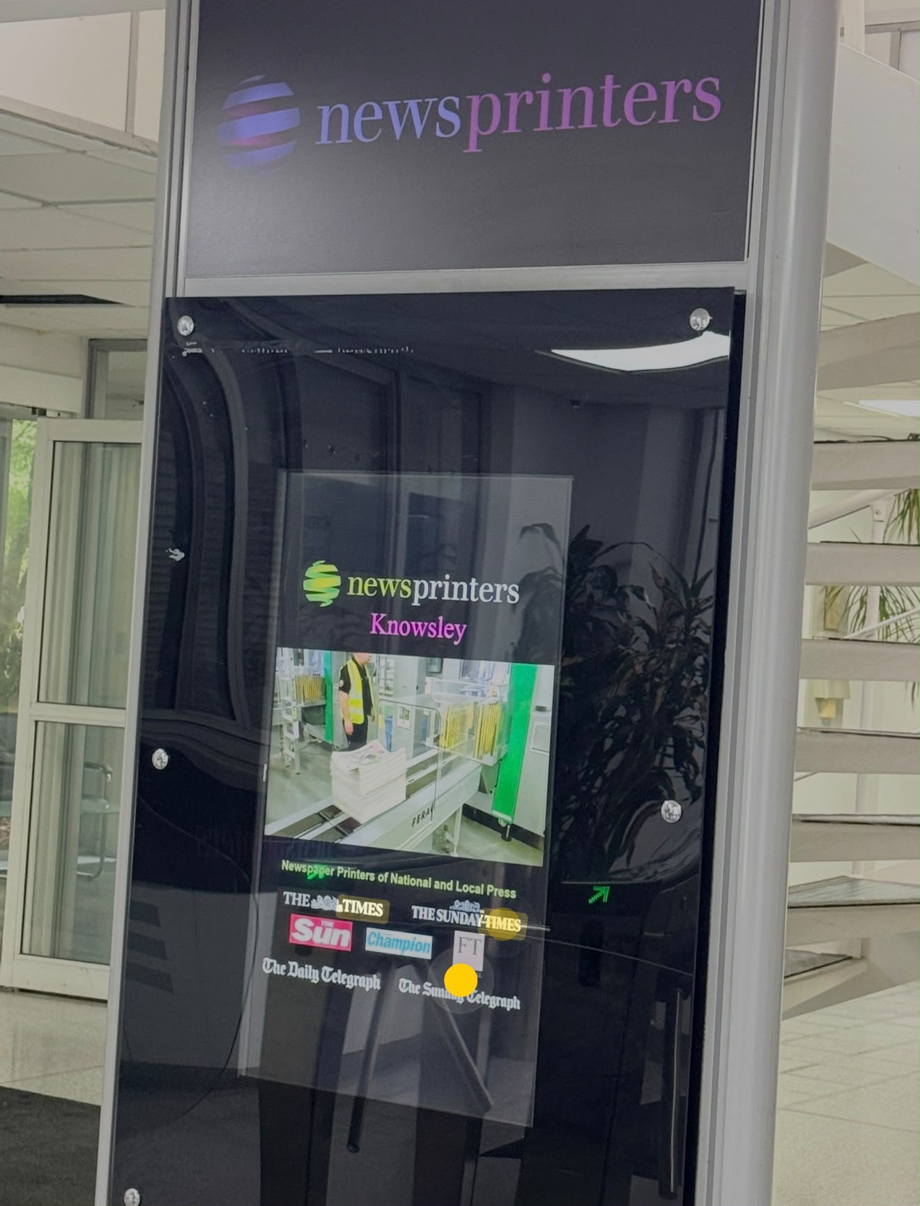 Newsprinters Knowsley display at the newspaper printing facility in Merseyside
